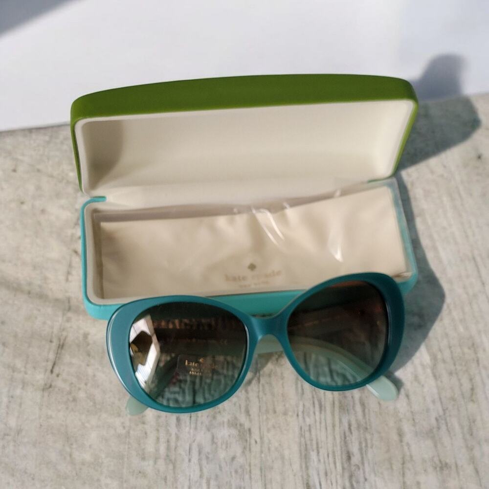 New KATE SPADE EMERY/S Teal Aqua Plastic Cat Eye Women's Sunglasses rare